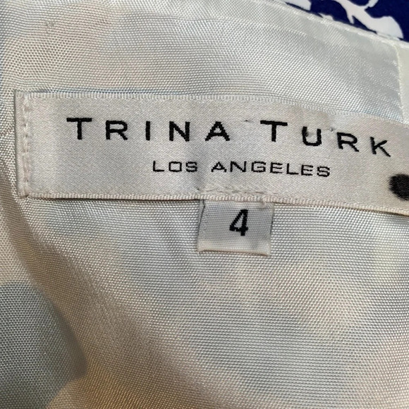 Trina Turk Strapless Navy White Floral Bow Dress - Picture 8 of 8